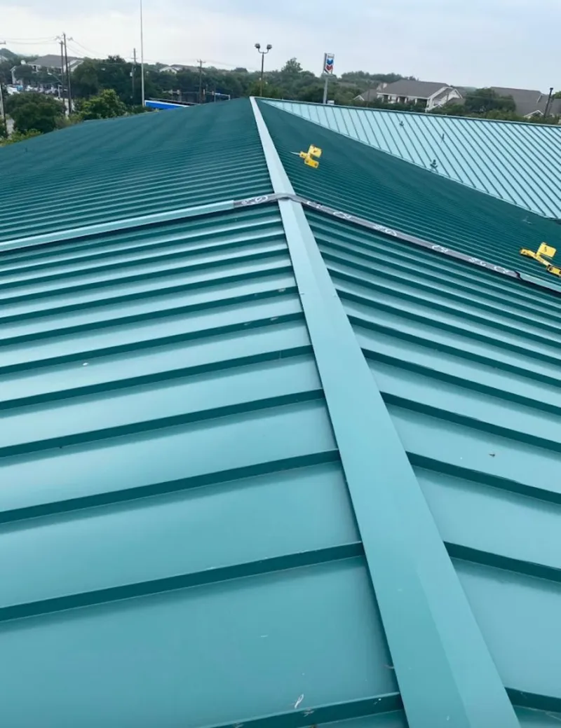 Green commercial metal roof ridge and valley for Metal Roof Repair in Las Vegas